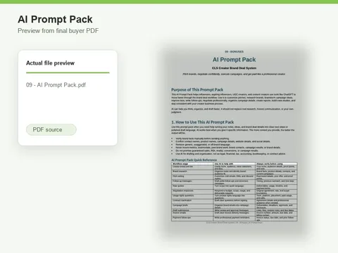 Preview of the AI Prompt Pack PDF.
