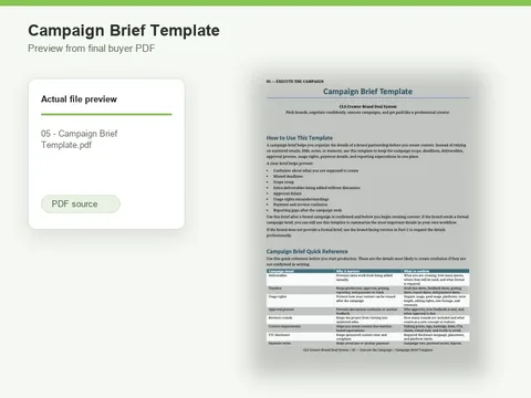 Preview of the Campaign Brief Template PDF.