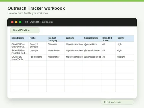 Preview of the Outreach Tracker workbook.
