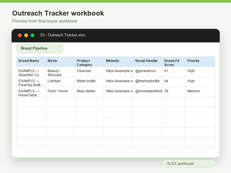 Preview of the Outreach Tracker workbook.